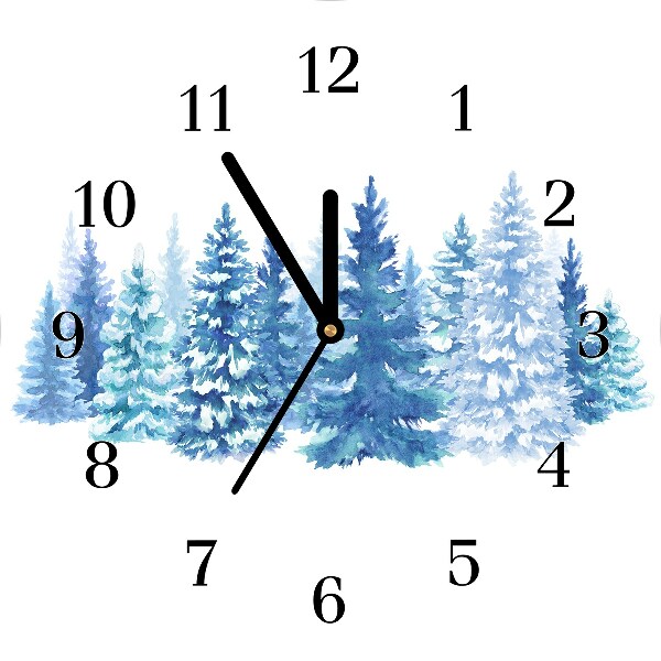 Horloge murale en verre Tour Les arbres de Noël de neige d'hiver