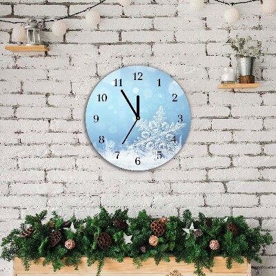 Horloge murale en verre Tour Les flocons de neige d'hiver de neige