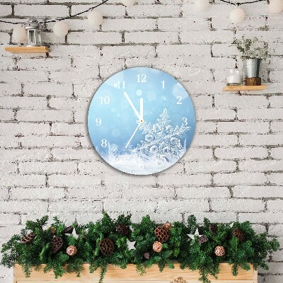 Horloge murale en verre Tour Les flocons de neige d'hiver de neige