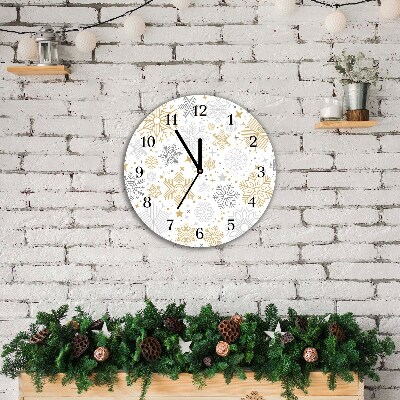 Horloge murale en verre Tour Flocons de neige d'hiver de Noël