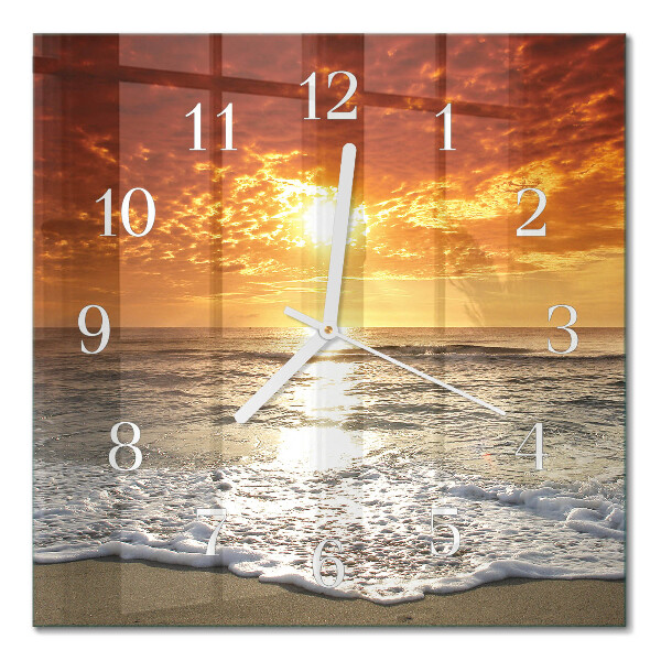 Horloge carrée en verre Plage mer