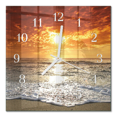 Horloge carrée en verre Plage mer