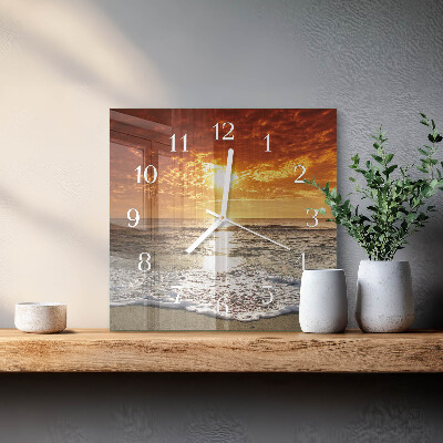 Horloge carrée en verre Plage mer
