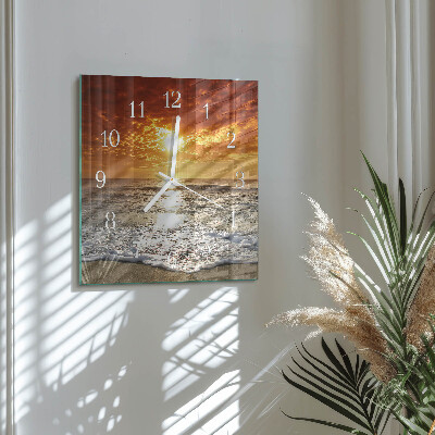 Horloge carrée en verre Plage mer
