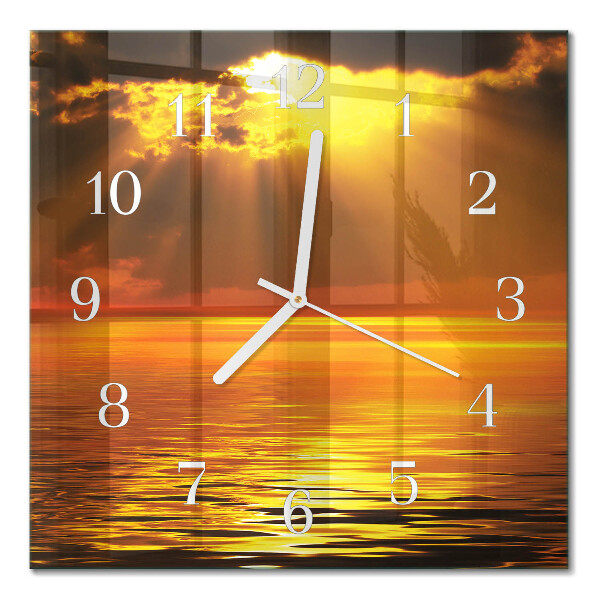Horloge murale carrée Coucher de soleil