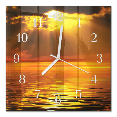 Horloge murale carrée Coucher de soleil