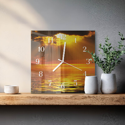 Horloge murale carrée Coucher de soleil