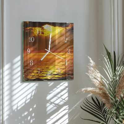 Horloge murale carrée Coucher de soleil
