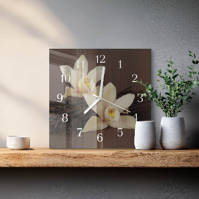 Horloge carrée en verre Vanille