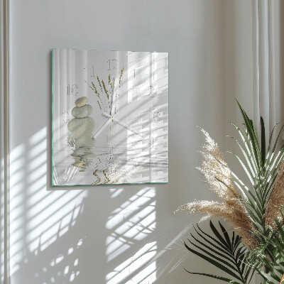 Horloge carrée en verre Pierres