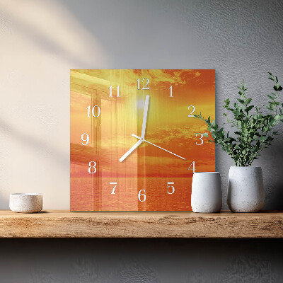 Horloge carrée en verre Ensoleillé