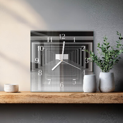 Horloge carrée en verre Tunnel 3d