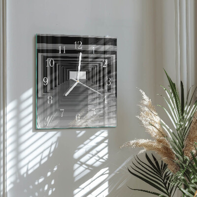 Horloge carrée en verre Tunnel 3d