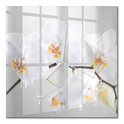 Horloge carrée en verre Orchidée