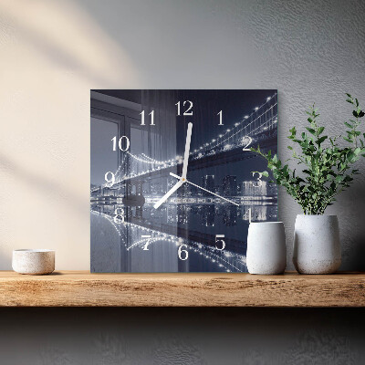 Horloge carrée en verre Pont