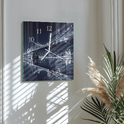Horloge carrée en verre Pont