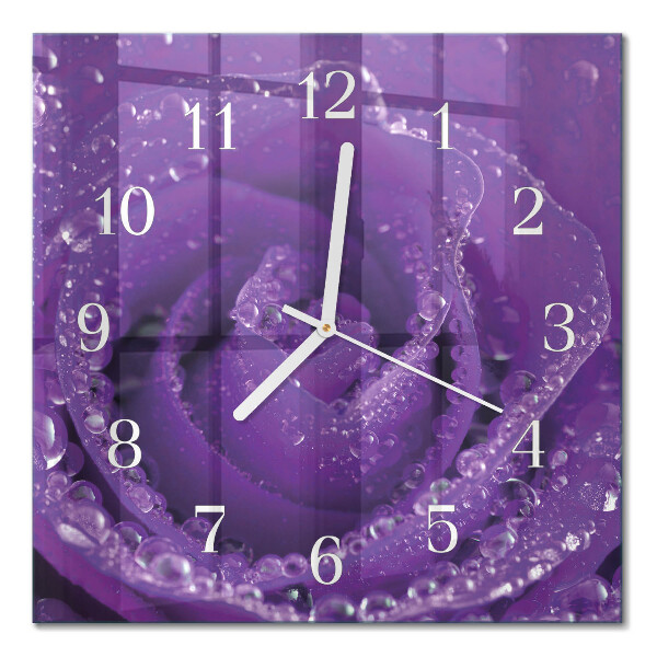 Horloge carrée en verre Rose