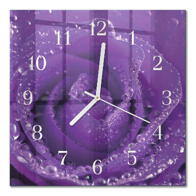 Horloge carrée en verre Rose