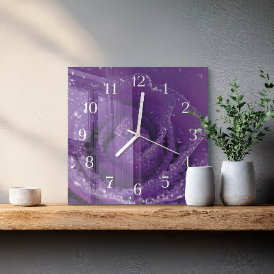 Horloge carrée en verre Rose