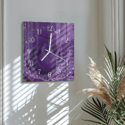 Horloge carrée en verre Rose