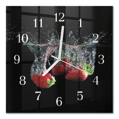 Horloge carrée en verre Fraises