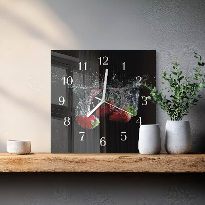 Horloge carrée en verre Fraises