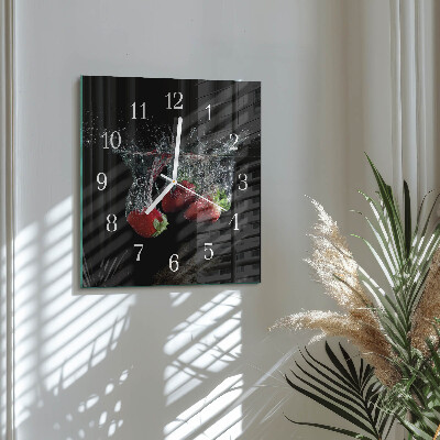 Horloge carrée en verre Fraises