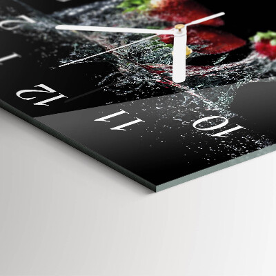 Horloge carrée en verre Fraises