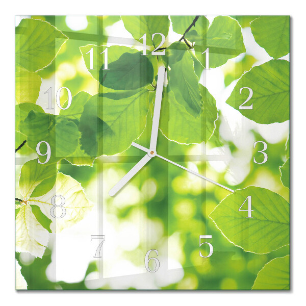 Horloge murale carrée Feuilles