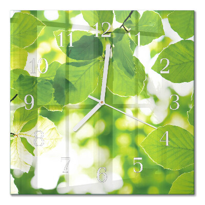 Horloge murale carrée Feuilles