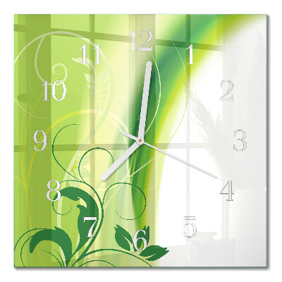 Horloge carrée en verre Motif floral