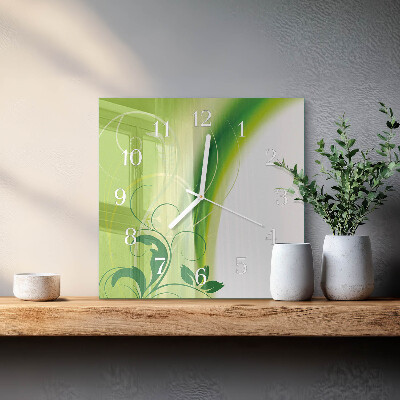 Horloge carrée en verre Motif floral