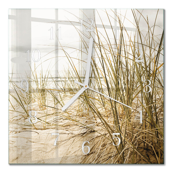 Horloge carrée en verre Herbe de plage
