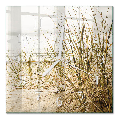 Horloge carrée en verre Herbe de plage