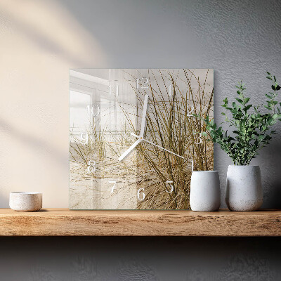 Horloge carrée en verre Herbe de plage