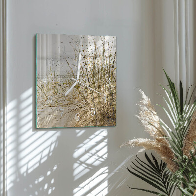 Horloge carrée en verre Herbe de plage