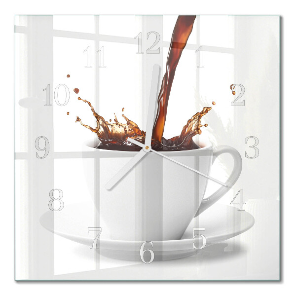 Horloge carrée en verre Une tasse de café