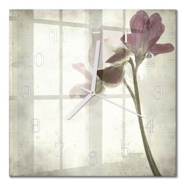 Horloge carrée en verre Fleur vintage