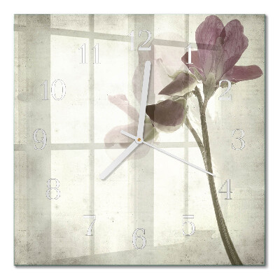 Horloge carrée en verre Fleur vintage