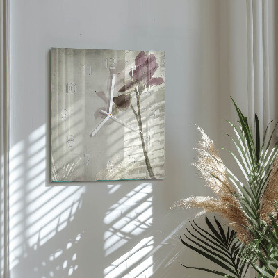 Horloge carrée en verre Fleur vintage