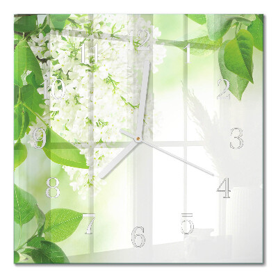 Horloge carrée en verre Feuilles