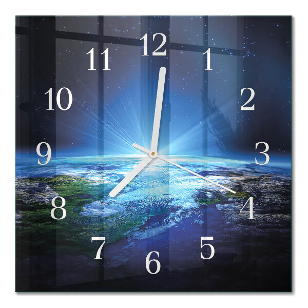 Horloge carrée en verre L'univers de la terre