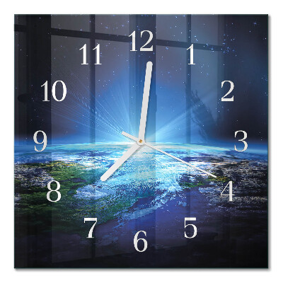 Horloge carrée en verre L'univers de la terre
