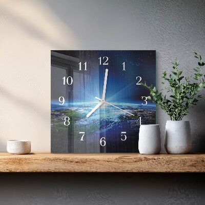 Horloge carrée en verre L'univers de la terre