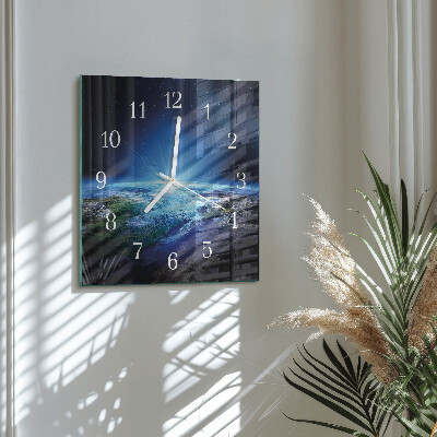 Horloge carrée en verre L'univers de la terre