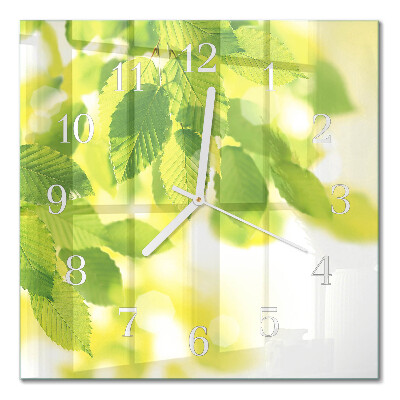 Horloge murale carrée Feuilles