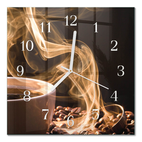 Horloge carrée en verre Une tasse de café
