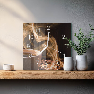 Horloge carrée en verre Une tasse de café
