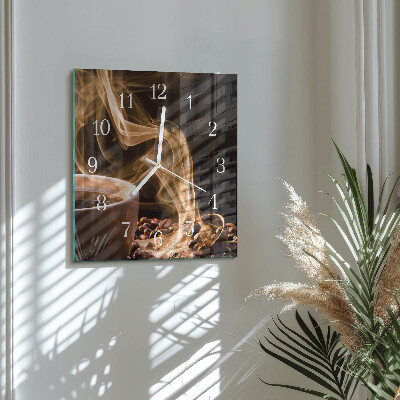 Horloge carrée en verre Une tasse de café