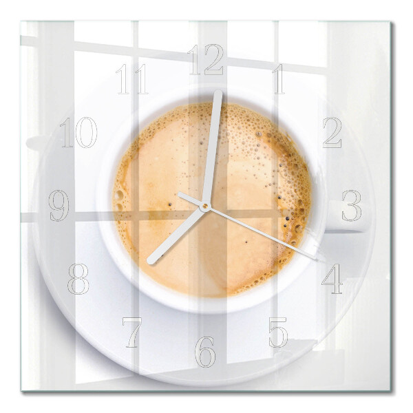 Horloge carrée en verre Une tasse de café